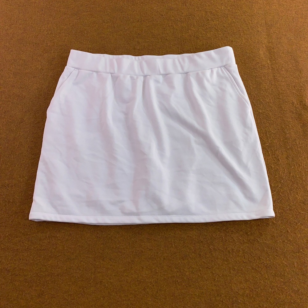 Belle Beach Kim Gravel Womens 1X White Cotton Blend Pull On Athletic Skort New